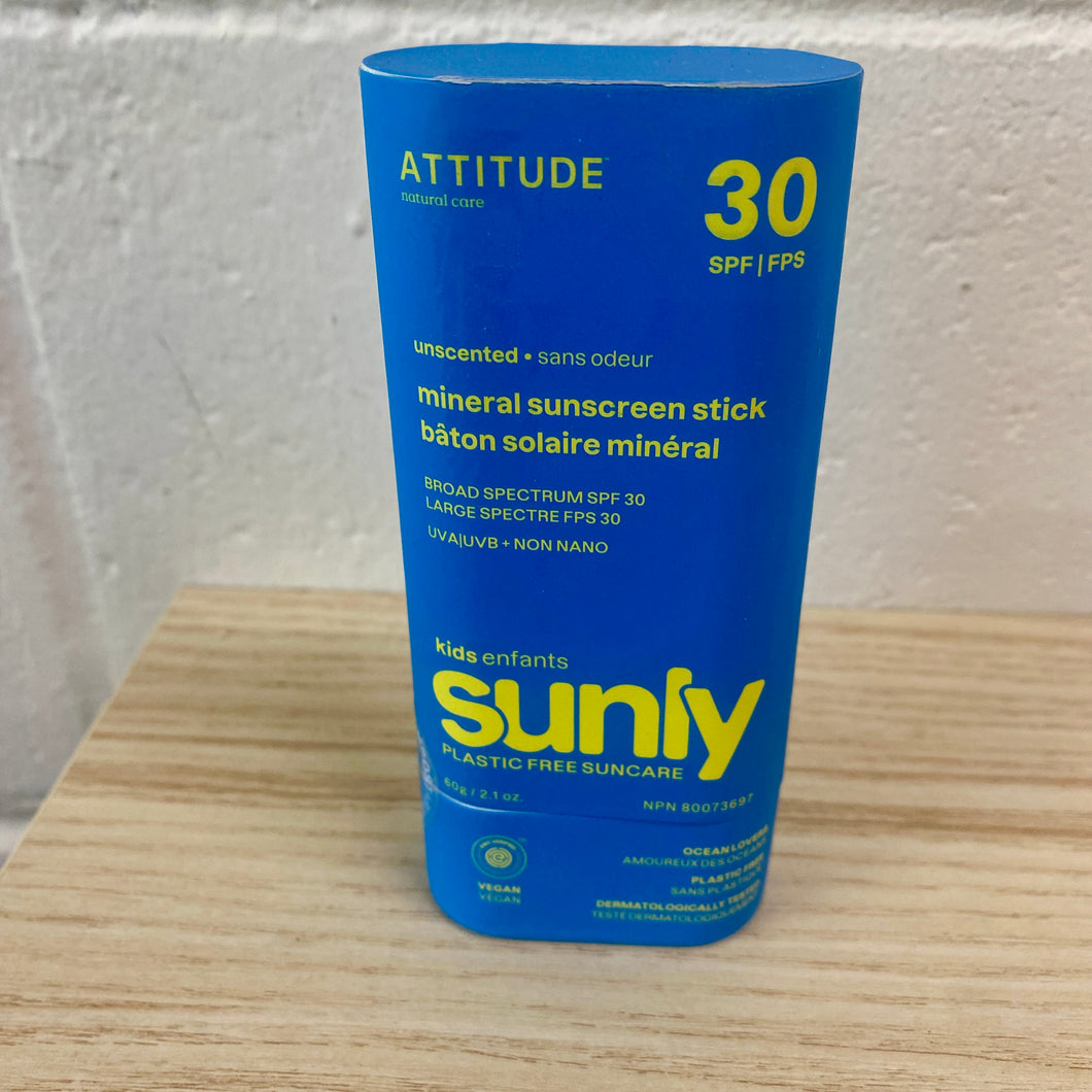 Sunscreen Stick, Attitude, Kids, SPF 30 FF