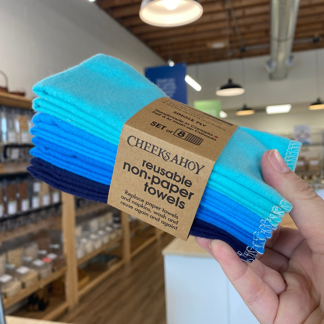 Unpaper Towels, Single Ply, 8-pack, Shades of Blue