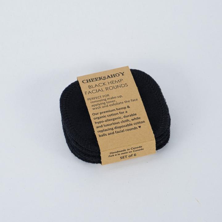 Makeup Remover Pads, Hemp - Black, 6-pk