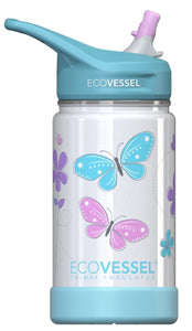 Water Bottle, EcoVessel 12oz, Butterfly